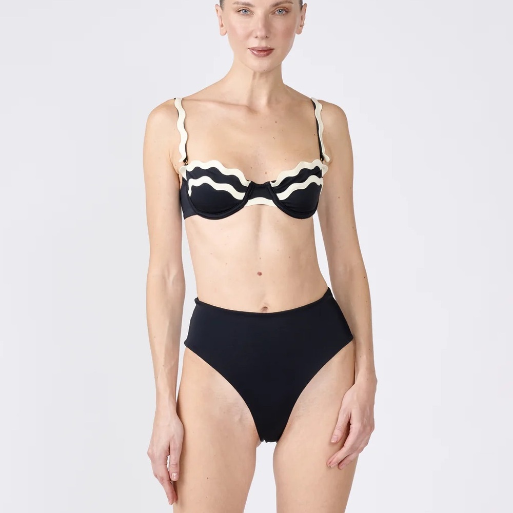 BAHIA MARIA HIGH WAIST BIKINI BOTTOMS Women’s size small Black Color NWT